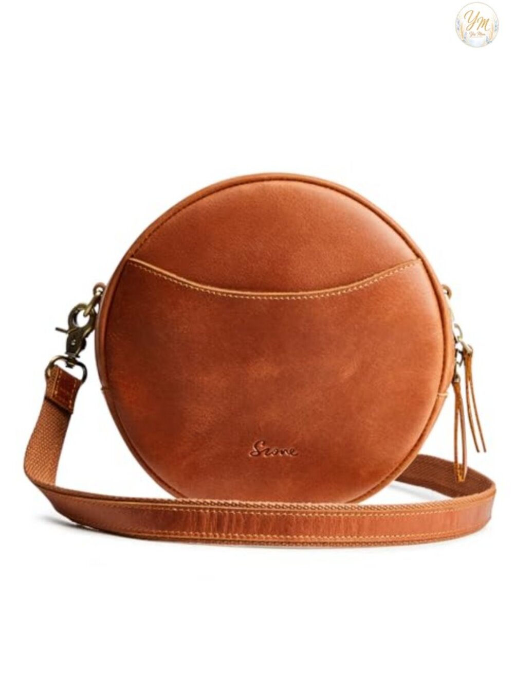 Leather Circle Crossbody Bag Adjustable Strap Women